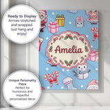 Personalised Name Cute Santa Snowman Gifts Custom  Unique Gift Idea Elegant Feature Canvas Wall Art Print Decor Picture Ready to Hang