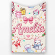 Cute Santa Snowman Gifts Candy Cane Cream Background Seamless  Personalised Custom Name Super Soft Fleece Blanket Bed Sofa Throw