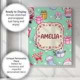 Personalised Name Cute Santa Snowman Gifts Custom  Unique Gift Idea Elegant Feature Canvas Wall Art Print Decor Picture Ready to Hang