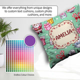 Custom Name Cute Santa Gifts Candy Cane Mint Background Seamless Square Filled Cushion Throw Pillow Sofa Bed Home Decor Zip Washable UK Made