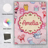 Personalised Name Cute Santa Snowman Gifts Custom  Unique Gift Idea Elegant Feature Canvas Wall Art Print Decor Picture Ready to Hang