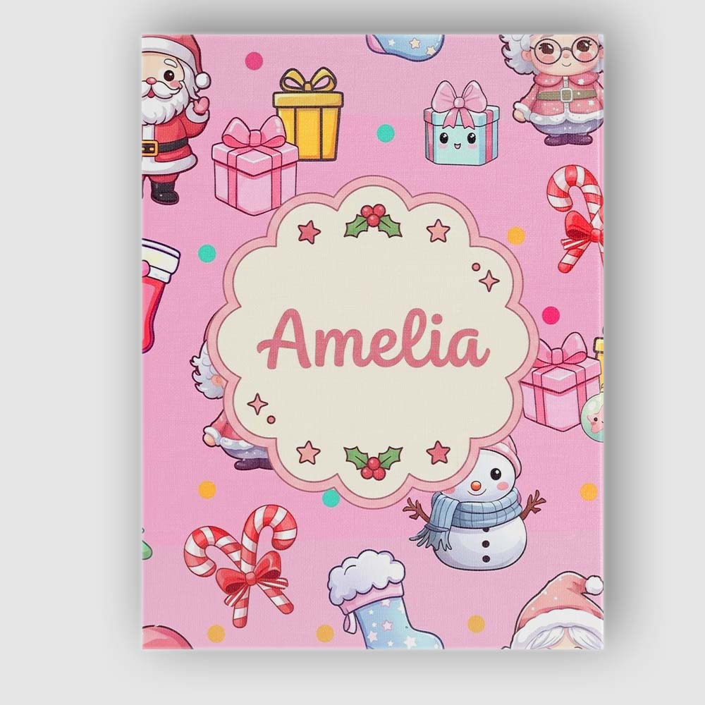 Personalised Name Cute Santa Snowman Gifts Custom  Unique Gift Idea Elegant Feature Canvas Wall Art Print Decor Picture Ready to Hang