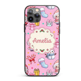 Cute Santa Snowman Gifts Candy Printed Design Custom Name Protective Phone Case Mobile Cover Durable Everyday Smartphone Shock Resistant