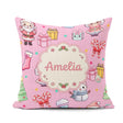 Custom Name Cute Santa Gifts Candy Cane Pink Background Seamless Square Filled Cushion Throw Pillow Sofa Bed Home Decor Zip Washable UK Made
