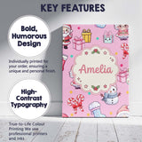 Personalised Name Cute Santa Snowman Gifts Custom  Unique Gift Idea Elegant Feature Canvas Wall Art Print Decor Picture Ready to Hang