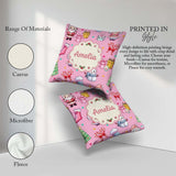Custom Name Cute Santa Gifts Candy Cane Pink Background Seamless Square Filled Cushion Throw Pillow Sofa Bed Home Decor Zip Washable UK Made