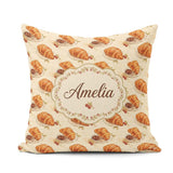 Custom Name Croissant Chocolate Dip and Berries Elegant Seamless Square Filled Cushion Throw Pillow Sofa Bed Home Decor Zip Washable UK Made