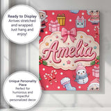 Personalised Name Cute Santa Snowman Gifts Custom  Unique Gift Idea Elegant Feature Canvas Wall Art Print Decor Picture Ready to Hang