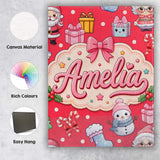 Personalised Name Cute Santa Snowman Gifts Custom  Unique Gift Idea Elegant Feature Canvas Wall Art Print Decor Picture Ready to Hang