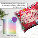 Custom Name Santa Snowman Gifts Candy Cane Red Seamless Pattern Square Filled Cushion Throw Pillow Sofa Bed Home Decor Zip Washable UK Made