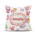 Custom Name Cute Santa Snowman Gifts Candy Cane White Background Square Filled Cushion Throw Pillow Sofa Bed Home Decor Zip Washable UK Made