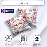 Custom Name Cute Santa Snowman Gifts Candy Cane White Background Square Filled Cushion Throw Pillow Sofa Bed Home Decor Zip Washable UK Made