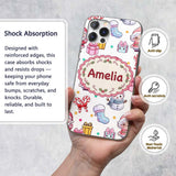 Cute Santa Snowman Gifts Candy Printed Design Custom Name Protective Phone Case Mobile Cover Durable Everyday Smartphone Shock Resistant