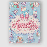 Personalised Name Cute Kittens Puppies Snow Custom  Bespoke Interior Contemporary Canvas Wall Art Print Decor Picture Ready to Hang