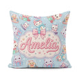 Custom Name Kittens Puppies Snow Christmas Seamless Pattern Name Square Filled Cushion Throw Pillow Sofa Bed Home Decor Zip Washable UK Made