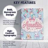 Personalised Name Cute Kittens Puppies Snow Custom  Bespoke Interior Contemporary Canvas Wall Art Print Decor Picture Ready to Hang