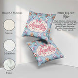 Custom Name Kittens Puppies Snow Christmas Seamless Pattern Name Square Filled Cushion Throw Pillow Sofa Bed Home Decor Zip Washable UK Made