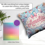 Custom Name Kittens Puppies Snow Christmas Seamless Pattern Name Square Filled Cushion Throw Pillow Sofa Bed Home Decor Zip Washable UK Made