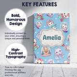 Personalised Name Cute Kittens Puppies Snow Custom  Bespoke Interior Contemporary Canvas Wall Art Print Decor Picture Ready to Hang