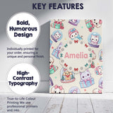 Personalised Name Cute Kittens Puppies Snow Custom  Bespoke Interior Contemporary Canvas Wall Art Print Decor Picture Ready to Hang