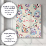 Personalised Name Cute Kittens Puppies Snow Custom  Bespoke Interior Contemporary Canvas Wall Art Print Decor Picture Ready to Hang