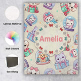 Personalised Name Cute Kittens Puppies Snow Custom  Bespoke Interior Contemporary Canvas Wall Art Print Decor Picture Ready to Hang