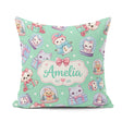 Custom Name Kittens Puppies Snow Globes Mint Background Seamless Square Filled Cushion Throw Pillow Sofa Bed Home Decor Zip Washable UK Made