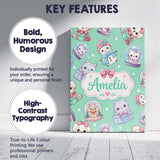 Personalised Name Cute Kittens Puppies Snow Custom  Bespoke Interior Contemporary Canvas Wall Art Print Decor Picture Ready to Hang
