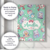 Personalised Name Cute Kittens Puppies Snow Custom  Bespoke Interior Contemporary Canvas Wall Art Print Decor Picture Ready to Hang