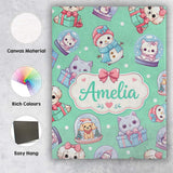 Personalised Name Cute Kittens Puppies Snow Custom  Bespoke Interior Contemporary Canvas Wall Art Print Decor Picture Ready to Hang