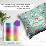 Custom Name Kittens Puppies Snow Globes Mint Background Seamless Square Filled Cushion Throw Pillow Sofa Bed Home Decor Zip Washable UK Made