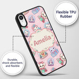 Cute Kittens Puppies Snow Globes Pink Background Custom Name Protective Phone Case Mobile Cover Durable Everyday Smartphone Shock Resistant