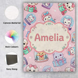 Personalised Name Cute Kittens Puppies Snow Custom  Bespoke Interior Contemporary Canvas Wall Art Print Decor Picture Ready to Hang