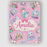 Personalised Name Cute Christmas Kittens Custom  Unique Gift Idea Elegant Feature Canvas Wall Art Print Decor Picture Ready to Hang