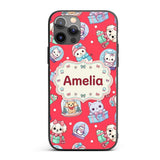 Cute Christmas Kittens Puppies Snow Globes Red Custom Name Protective Phone Case Mobile Cover Durable Everyday Smartphone Shock Resistant