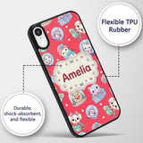 Cute Christmas Kittens Puppies Snow Globes Red Custom Name Protective Phone Case Mobile Cover Durable Everyday Smartphone Shock Resistant