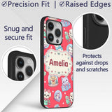 Cute Christmas Kittens Puppies Snow Globes Red Custom Name Protective Phone Case Mobile Cover Durable Everyday Smartphone Shock Resistant