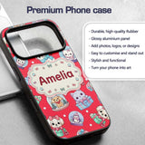Cute Christmas Kittens Puppies Snow Globes Red Custom Name Protective Phone Case Mobile Cover Durable Everyday Smartphone Shock Resistant