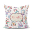 Custom Name Cute Christmas Kittens Puppies Snow White Background Square Filled Cushion Throw Pillow Sofa Bed Home Decor Zip Washable UK Made