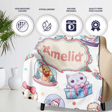 Cute Christmas Kittens Puppies Snow Globes White Background  Personalised Custom Name Super Soft Fleece Blanket Bed Sofa Throw