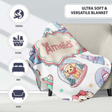 Cute Christmas Kittens Puppies Snow Globes White Background  Personalised Custom Name Super Soft Fleece Blanket Bed Sofa Throw