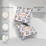 Custom Name Cute Christmas Kittens Puppies Snow White Background Square Filled Cushion Throw Pillow Sofa Bed Home Decor Zip Washable UK Made