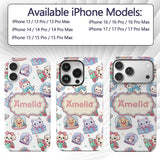 Cute Christmas Kittens Puppies Snow Globes White Custom Name Protective Phone Case Mobile Cover Durable Everyday Smartphone Shock Resistant