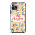 Cute Christmas Kittens Puppies Snow Globes Gold Custom Name Protective Phone Case Mobile Cover Durable Everyday Smartphone Shock Resistant