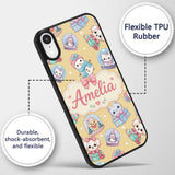 Cute Christmas Kittens Puppies Snow Globes Gold Custom Name Protective Phone Case Mobile Cover Durable Everyday Smartphone Shock Resistant
