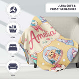 Cute Christmas Kittens Puppies Snow Globes Gold Background Seamless  Personalised Custom Name Super Soft Fleece Blanket Bed Sofa Throw