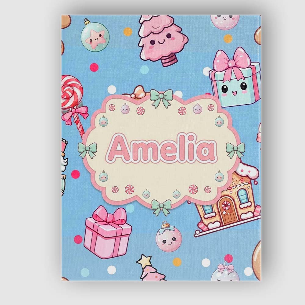 Personalised Name Cute Gingerbread Candy Custom  Unique Gift Idea Elegant Feature Canvas Wall Art Print Decor Picture Ready to Hang