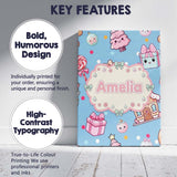 Personalised Name Cute Gingerbread Candy Custom  Unique Gift Idea Elegant Feature Canvas Wall Art Print Decor Picture Ready to Hang