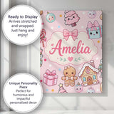 Personalised Name Cute Gingerbread Candy Custom  Unique Gift Idea Elegant Feature Canvas Wall Art Print Decor Picture Ready to Hang