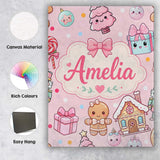 Personalised Name Cute Gingerbread Candy Custom  Unique Gift Idea Elegant Feature Canvas Wall Art Print Decor Picture Ready to Hang